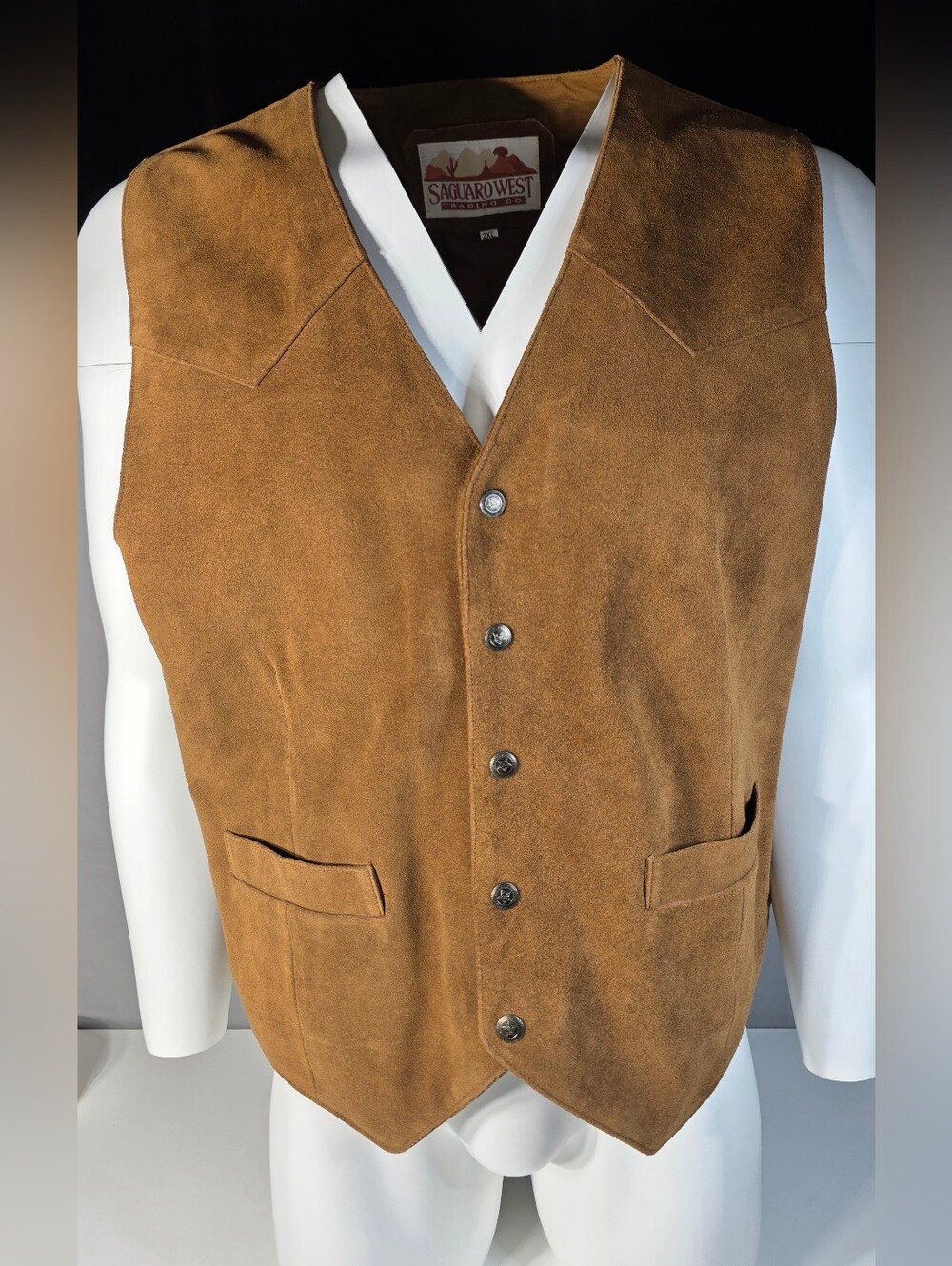 SAGUARO WEST Vintage Men’s Brown Suede Western Vest Size 2XL